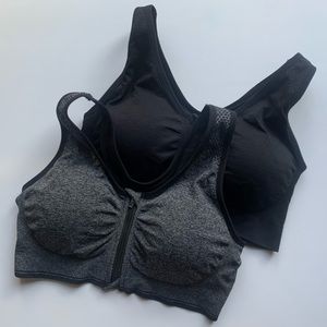 zip front sports bra - 2 pack